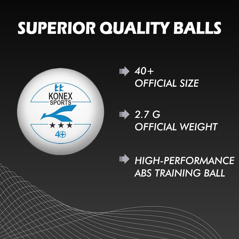 KONEX 40+ Plastic Table Tennis Balls Pack of 12 | High Performance 3-Star ABS TT Balls for Professional Matches and Training | Ideal for Adults & Kids (White) - Image 3
