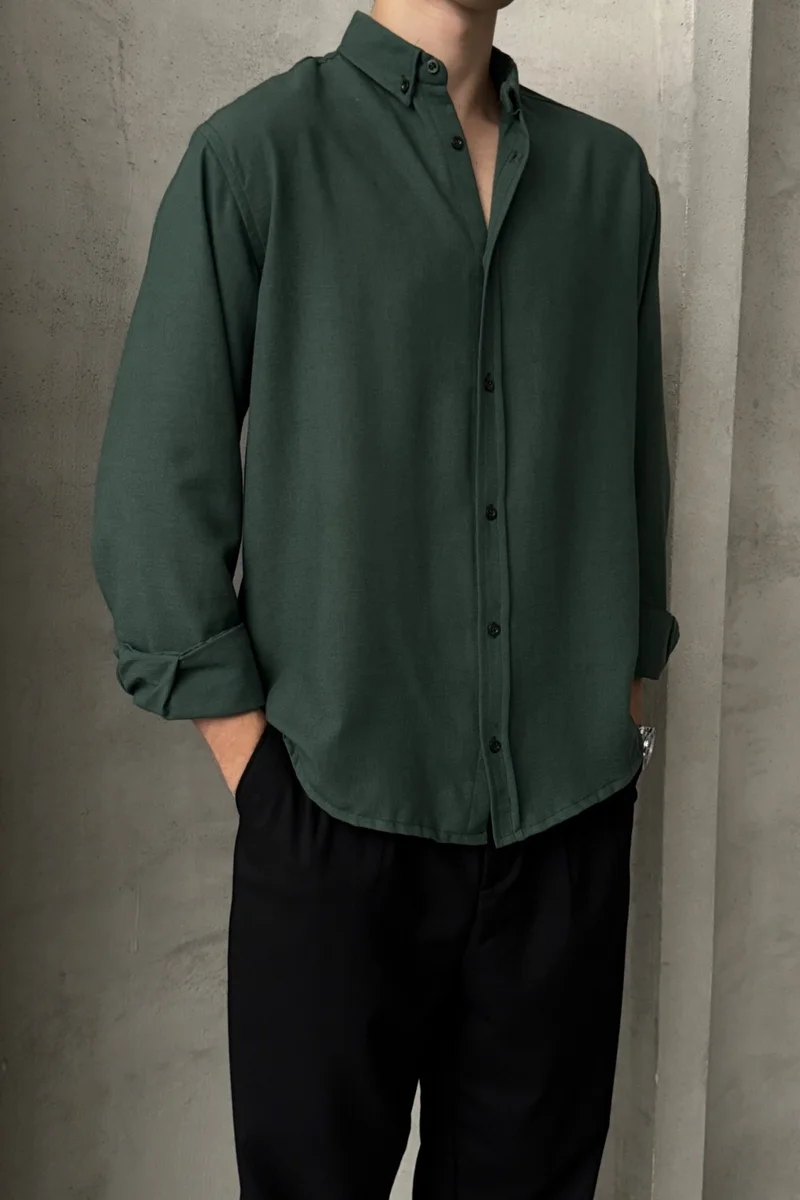 HYMAN Men's Oversize Cut Linen Look Shirt