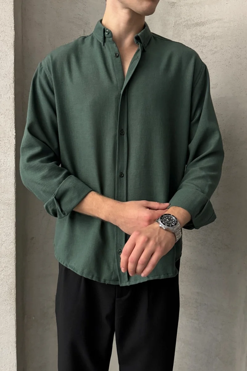 HYMAN Men's Oversize Cut Linen Look Shirt