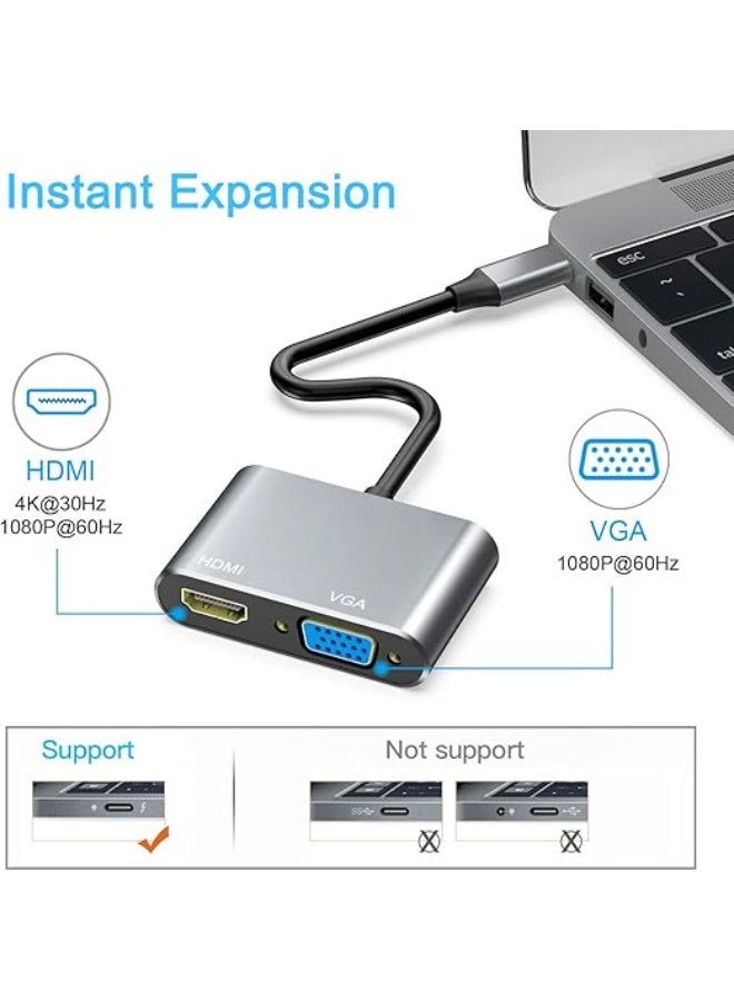 محول USB Type C إلى HDMI وVGA - عملي وجودة عالية يدعم 4K - سهل الاستخدام ومثالي للعروض الاحترافية والمنزل - Image 3