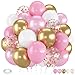 Froova Pink and Gold Balloons 12 Inch Light Baby Pink White and Gold Confetti Balloons for Girls Princess Birthday Baby Shower Bridal Shower Wedding Graduation Party Decoration - Image 2