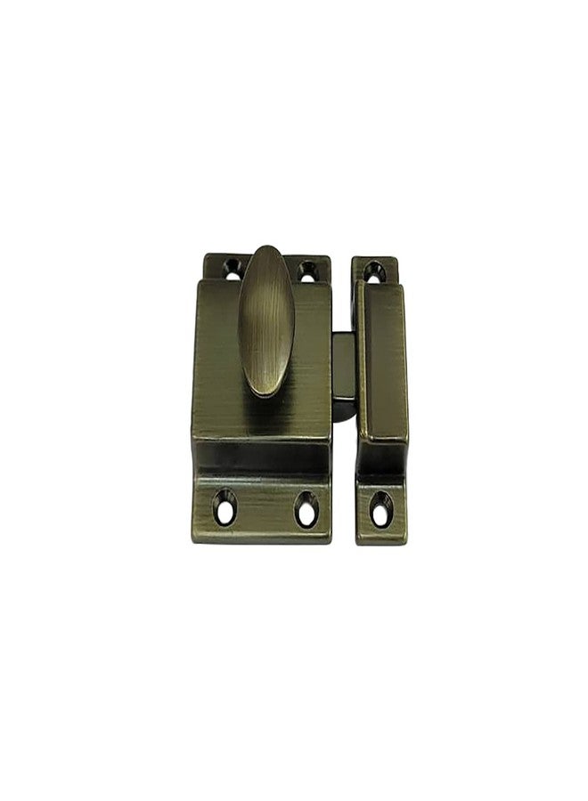 QCAA Traditional Large Oval Turn Cabinet Latch, Solid Brass, 2", for Cupboard & Other Furniture, Brushed Antique Brass, 1 Pack, Made in Taiwan - Image 1