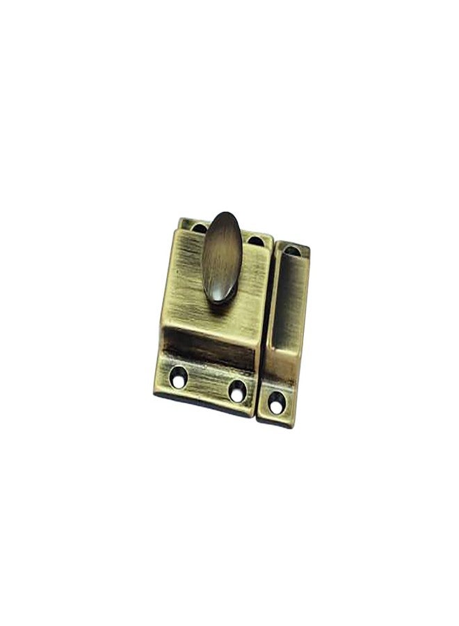QCAA Traditional Large Oval Turn Cabinet Latch, Solid Brass, 2", for Cupboard & Other Furniture, Brushed Antique Brass, 1 Pack, Made in Taiwan - Image 2