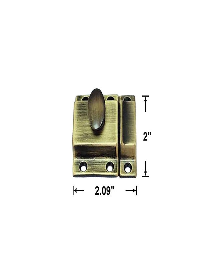 QCAA Traditional Large Oval Turn Cabinet Latch, Solid Brass, 2", for Cupboard & Other Furniture, Brushed Antique Brass, 1 Pack, Made in Taiwan - Image 3
