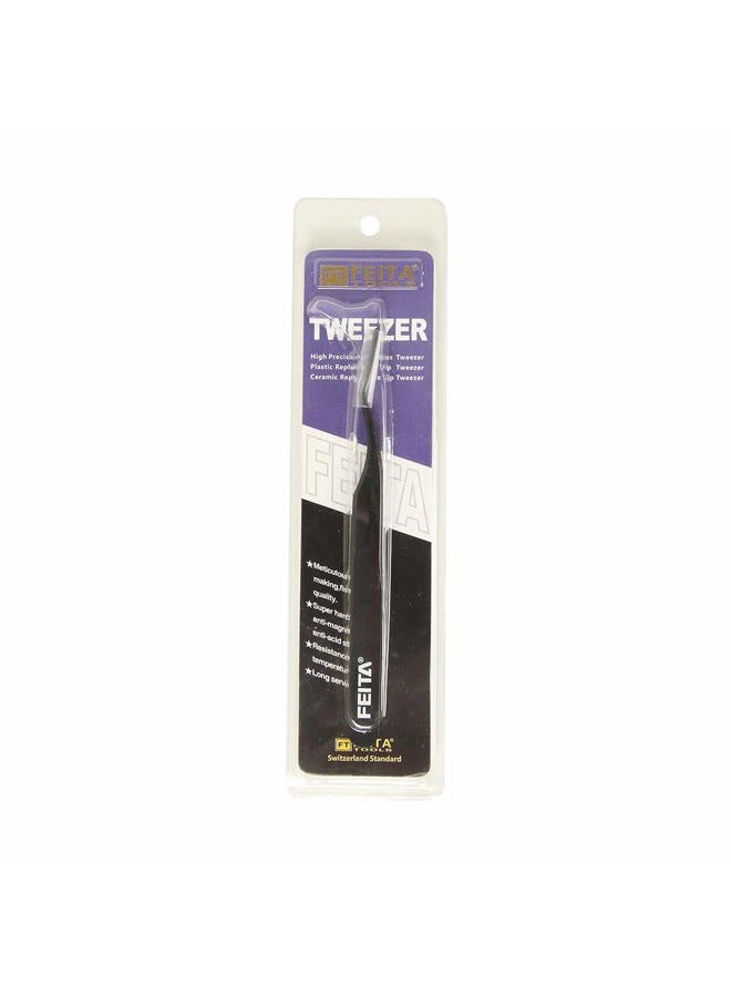 FEITA (Black) - False Eyelash Applicator - Professional Curved Eyelashes Extension Tweezer for Easy Lashes Application and Removal - Black - 1Pc - Image 2
