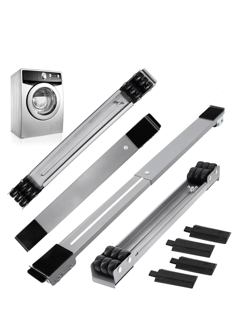 Universal Extendable Furniture Appliance Rollers (4 Pack) – Heavy-Duty Mover Tools with 24 Rollers u0026 Brakes, Strong Base for Washing Machines, Refrigerators, Dryers, Grey  - Image 1