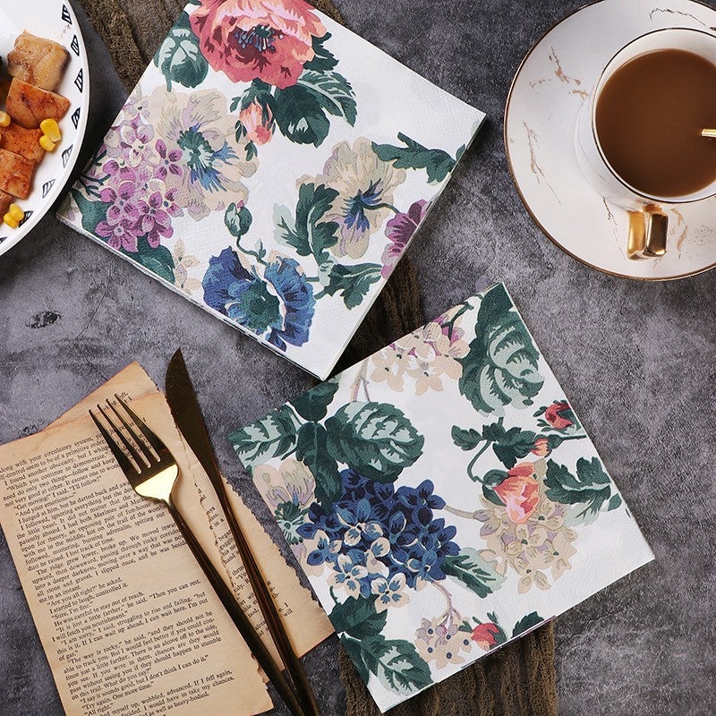 Supply Spot New Leaves Color Printing Napkin Paper Towel Western Restaurant Bakery For Facial Tissue - Image 1