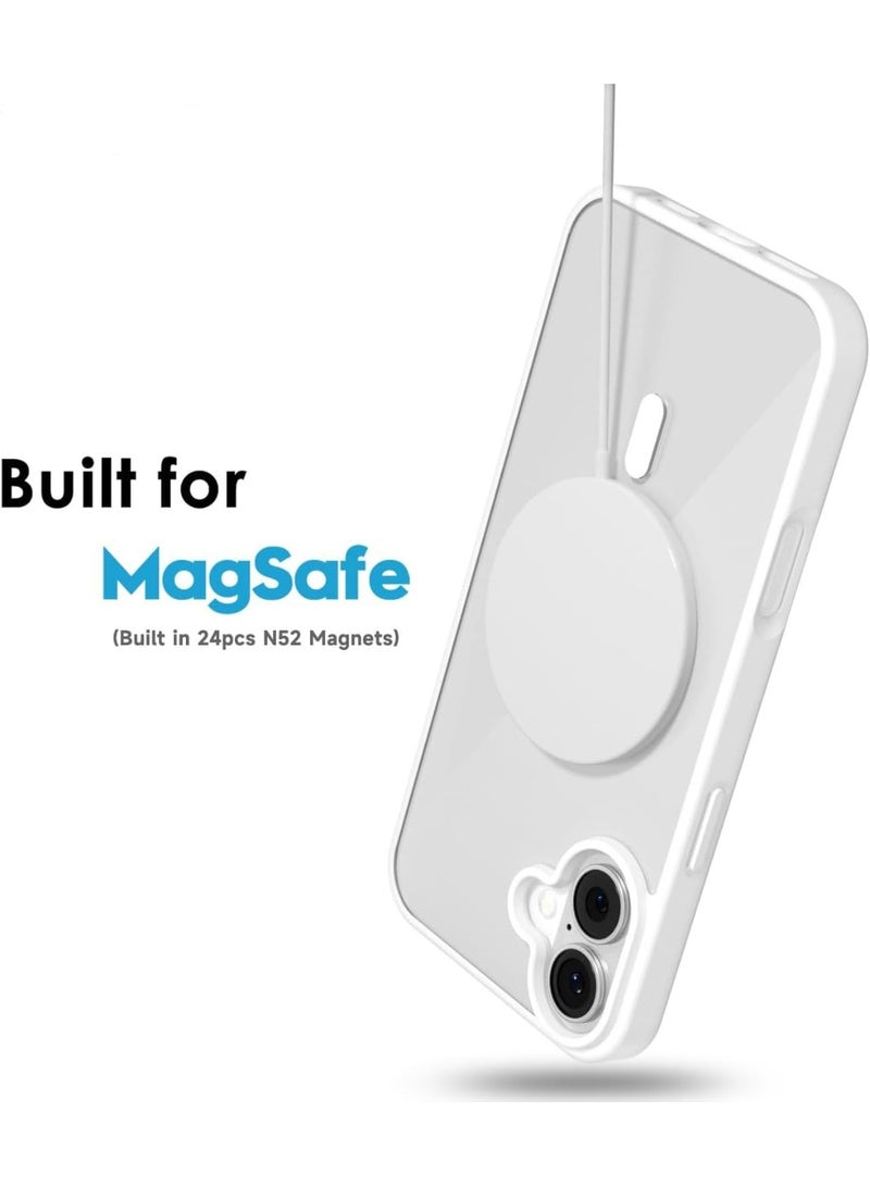 أكاليكس جراب مغناطيسي لهاتف آيفون 16 [مقاوم للصدمات ونحيف]، غطاء خلفي صلب شفاف مع حماية فائقة |أبيض - Image 2