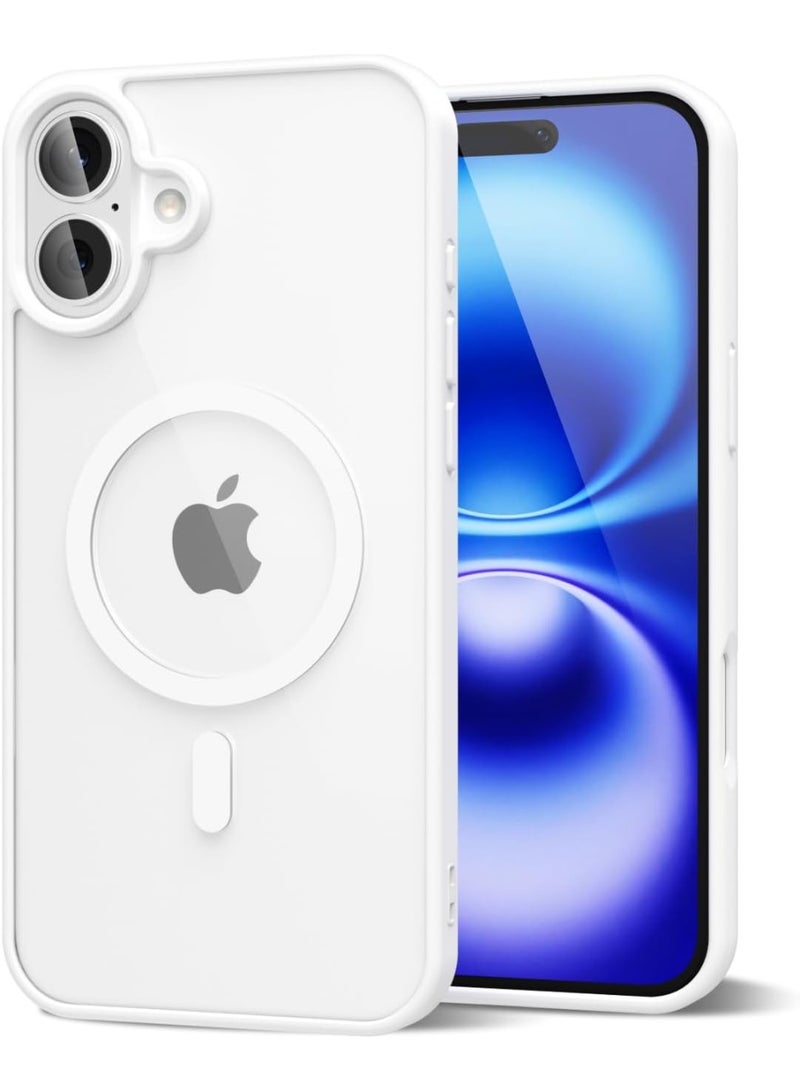 أكاليكس جراب مغناطيسي لهاتف آيفون 16 [مقاوم للصدمات ونحيف]، غطاء خلفي صلب شفاف مع حماية فائقة |أبيض - Image 1