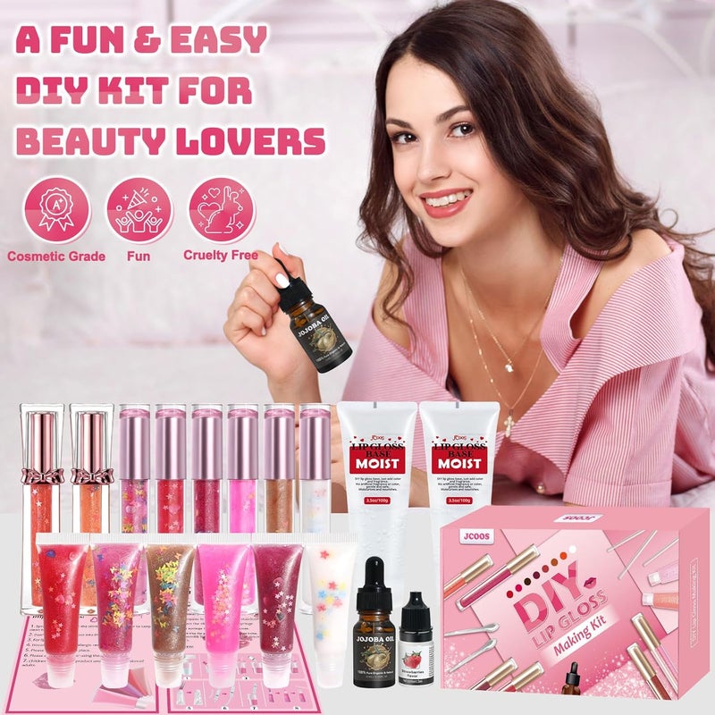 Jcoos Diy Lip Gloss Kit, Lip Gloss Making Kit, LipGloss Making Kit Make Your Own Lip Gloss Making Supplies, Shimmery LipGloss Base, Empty Tubes, Jojoba Oil, Women Teen Girl Gifts Trendy Stuff - Image 5