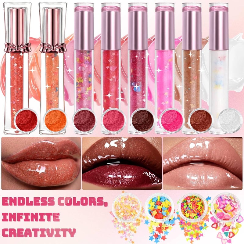 Jcoos Diy Lip Gloss Kit, Lip Gloss Making Kit, LipGloss Making Kit Make Your Own Lip Gloss Making Supplies, Shimmery LipGloss Base, Empty Tubes, Jojoba Oil, Women Teen Girl Gifts Trendy Stuff - Image 3