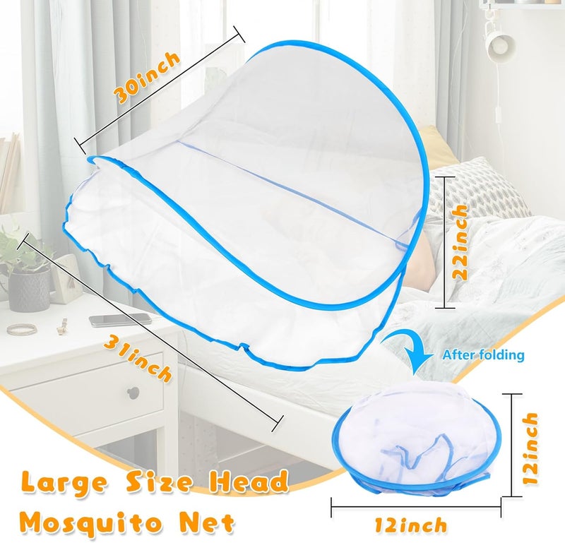 jixsloft Portable Mosquito Net Tent, Folding Mosquito Head Net, Pop Up Mosquito Tent Netting for Bedding Camping Traveling Patio (1 Pack) - Image 2