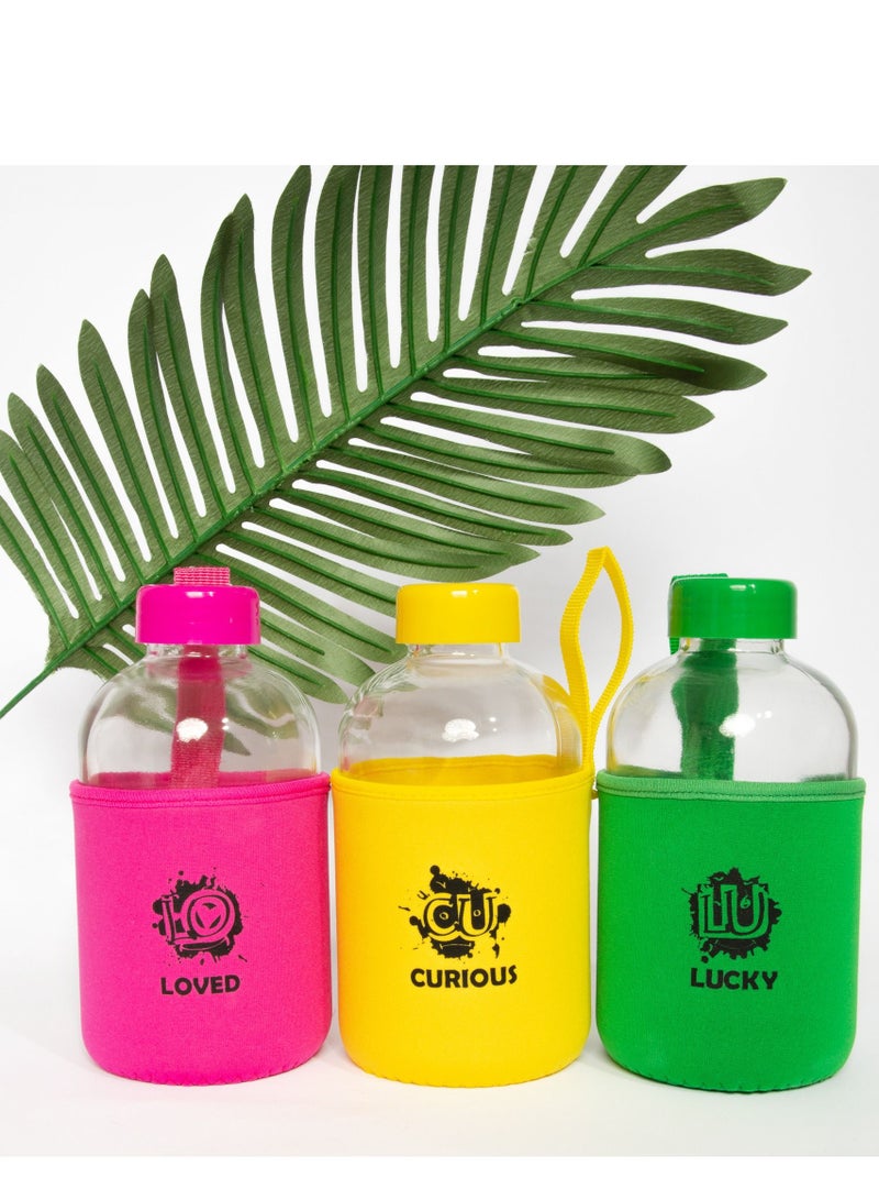 Biggdesign Moods Up Loved Neoprene Covered Glass Flask 600ml - Image 4