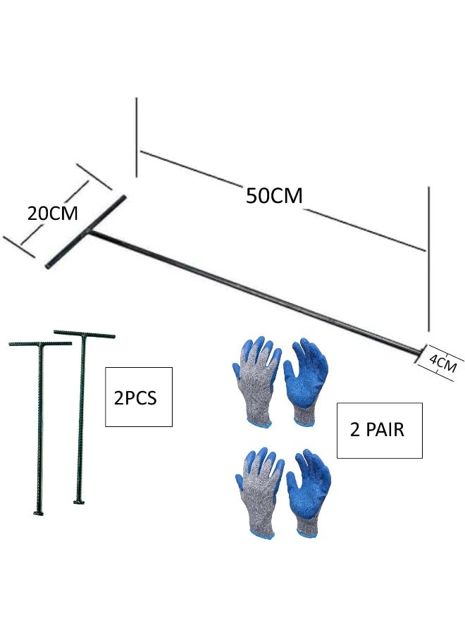Biella Biella Manhole Open Key (50cm) And Grip Gloves For Using Heavy Concrete Sewer Drainage Ditch Rolling Gate  - Image 2
