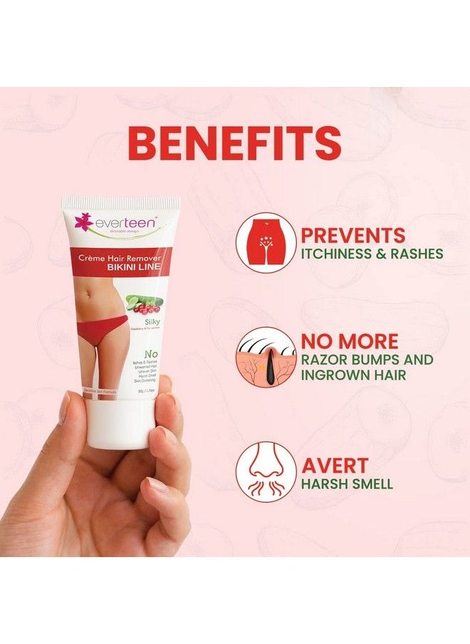 everteen Silky Bikini Line Hair Remover Creme With Cranberry And Cucumber 1 Pack (50 G)  - Image 4