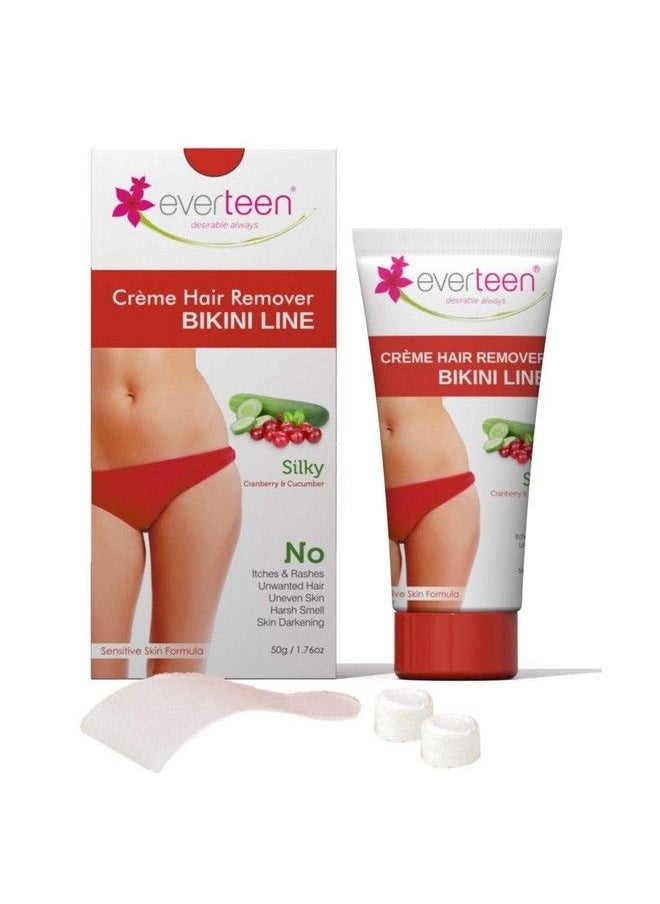 everteen Silky Bikini Line Hair Remover Creme With Cranberry And Cucumber 1 Pack (50 G)  - Image 2