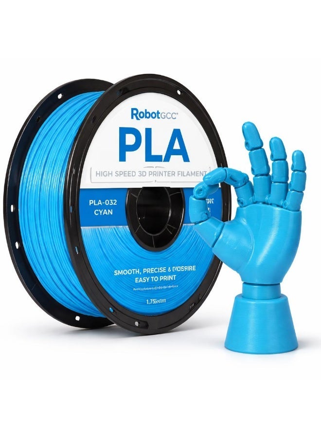 RobotGCC PLA Cyan 3D Printer Filament 1.75mm 1KG, Smooth Extrusion, Low Warping, Strong Layer Adhesion, Easy-to-Print Material for FDM 3D Printers, Models and Prototypes - Image 1
