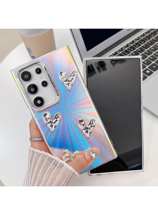 S-TOP Case For Samsung Galaxy S23+ 5G Electroplating 4-Heart Laser Texture TPU Phone Case - Image 3