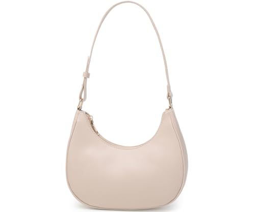 WSRYDJDL Crescent Shoulder Bags for Women Cute Hobo Tote Handbag Under the Arm Purses Mini Clutch Purse with Zipper Closure (Nude) - Image 1