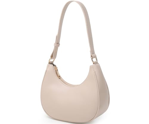 WSRYDJDL Crescent Shoulder Bags for Women Cute Hobo Tote Handbag Under the Arm Purses Mini Clutch Purse with Zipper Closure (Nude) - Image 2