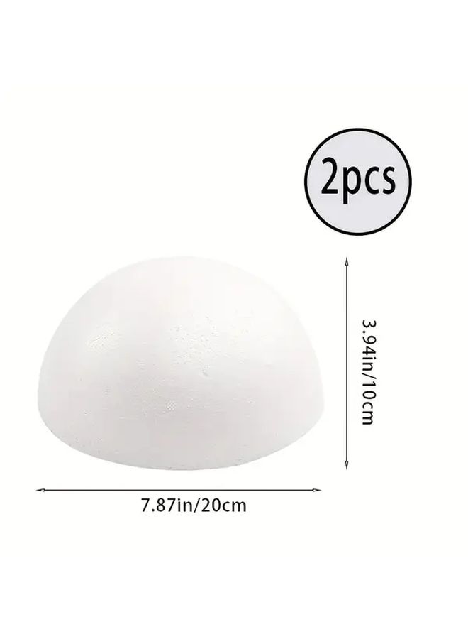 كرات نصف بيضاء رغوية 2 قطعة 7.87 بوصة للحرف اليدوية والديكور ومشاريع المدارس - Image 2