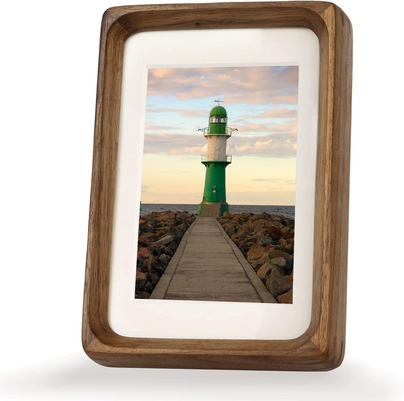 Zibrelte Natural Wood 3x4 Picture Frame  Display 2x3 Picture with Mat or 3x4 Without Mat  Made of Real Walnut Wood Covered by Plexiglass for Tabletop Display and Wall Hanging 3x4 Photo Frame - Image 1