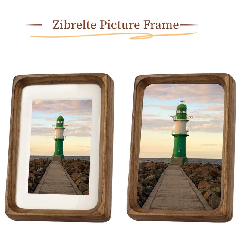 Zibrelte Natural Wood 3x4 Picture Frame  Display 2x3 Picture with Mat or 3x4 Without Mat  Made of Real Walnut Wood Covered by Plexiglass for Tabletop Display and Wall Hanging 3x4 Photo Frame - Image 5