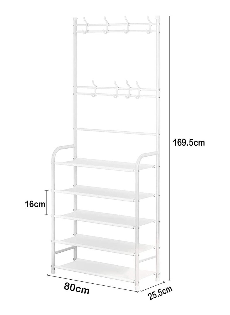 BLOOMING TIME Multifunctional Shoe Rack Simple Entrance Shoe Organizer Stand Holder Coat Rack Home Furniture Space Saving Removable Shelf  - Image 3