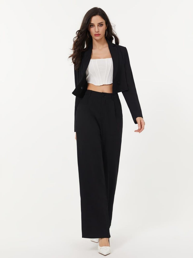 KOTTY Womens High Rise Regular Fit Viscose Rayon Solid Trousers Jade Black - Image 5