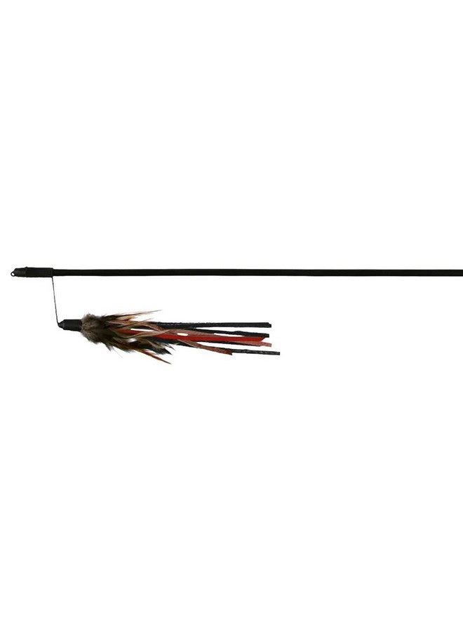 Trixie Playing Rod With Leather Straps & Feathers Interactive Toy For Cats - 65 Cm And 3 Pack Of Kittos Tuna Jerky Strips Treats, 35 G - Image 1