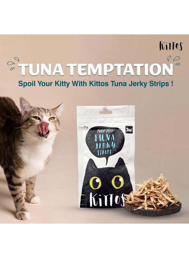 Trixie Playing Rod With Leather Straps & Feathers Interactive Toy For Cats - 65 Cm And 3 Pack Of Kittos Tuna Jerky Strips Treats, 35 G - Image 2