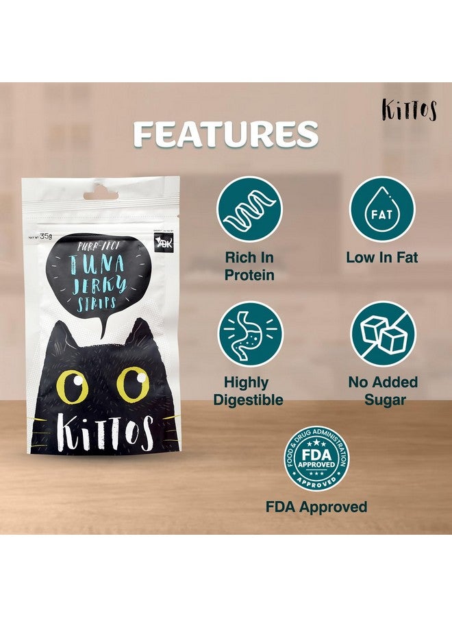 Trixie Playing Rod With Leather Straps & Feathers Interactive Toy For Cats - 65 Cm And 3 Pack Of Kittos Tuna Jerky Strips Treats, 35 G - Image 4