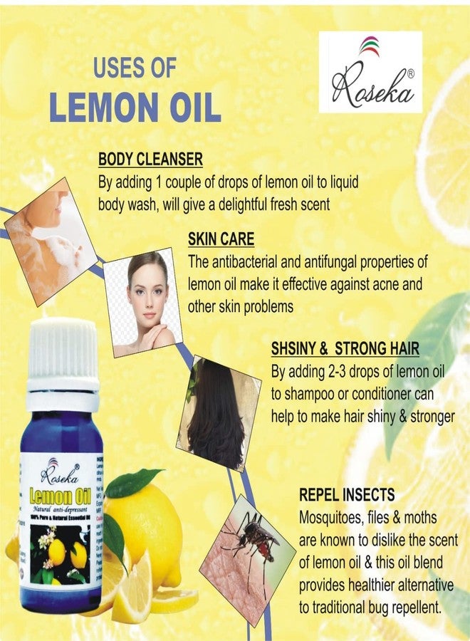 Roseka Lemon Essential Oil for Skin, Hair, Scalp, Face, Nails, Aromatherapy - 100% Pure, Natural, Organic Essential Oil skin lightning & face Pack of 2 (20 ml) - Image 3