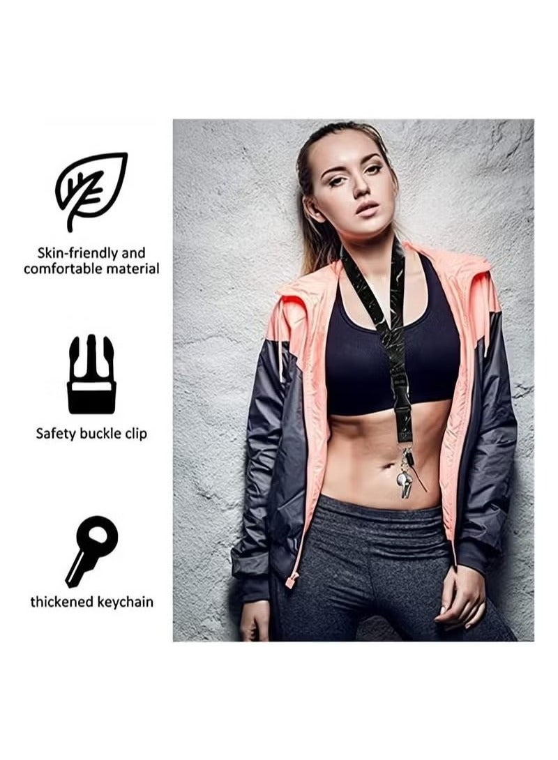 Generic Black Marble Lanyard, Premium Soft Fabric Neck Lanyard Keys Lanyards Strap Quick Release Detachable Buckle Black Silky Marble Keychain ID Holder Cell Phones Bags Accessories - Image 2