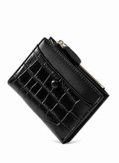 KASTWAVE Small Purses for Women Fashion Stone Pattern Girls Wallet Thin and Light Card Holder Organizer (Black)  - Image 1