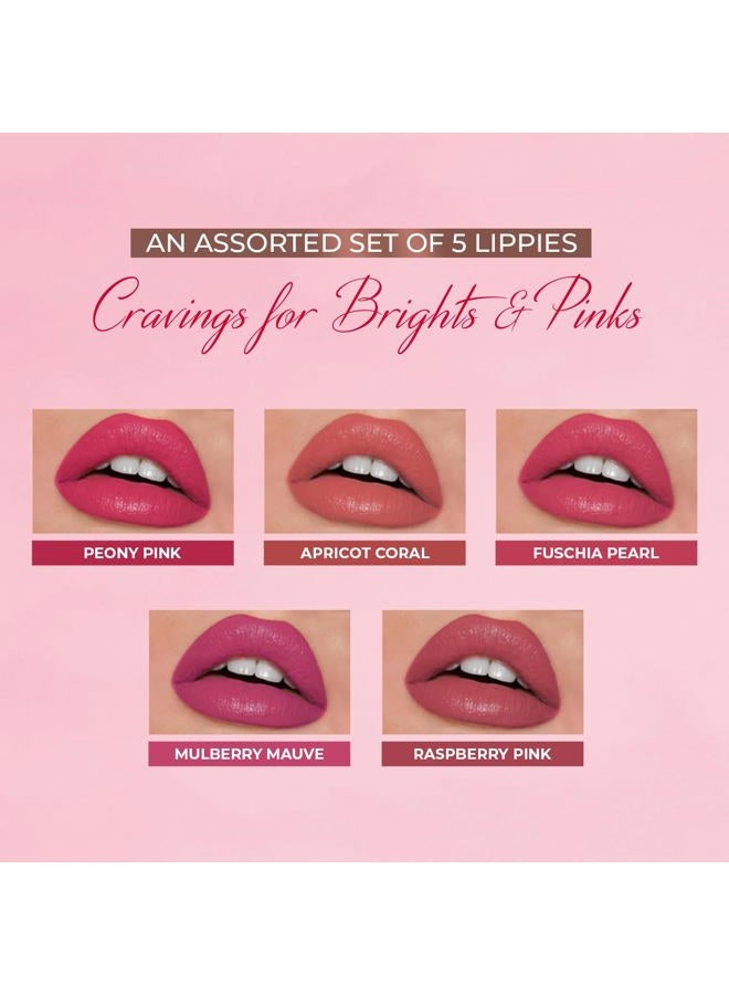 Just Herbs Organic Liquid Lipstick Kit Set of 5, Hydrating & Lightweight Lip Color - Paraben & Silicon Free - 1.6 fl oz. (Brights & Pinks) - Image 3