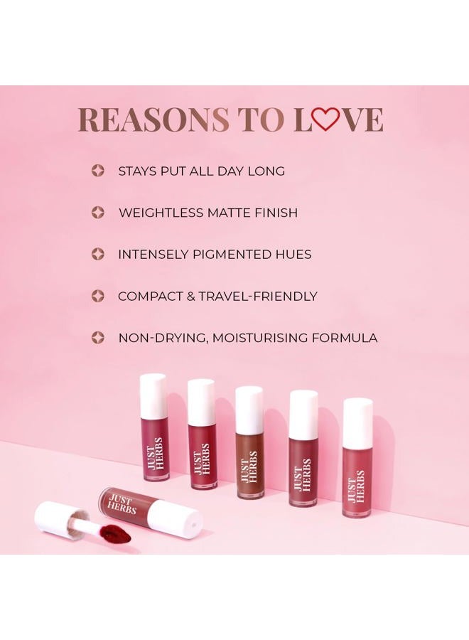 Just Herbs Organic Liquid Lipstick Kit Set of 5, Hydrating & Lightweight Lip Color - Paraben & Silicon Free - 1.6 fl oz. (Brights & Pinks) - Image 4
