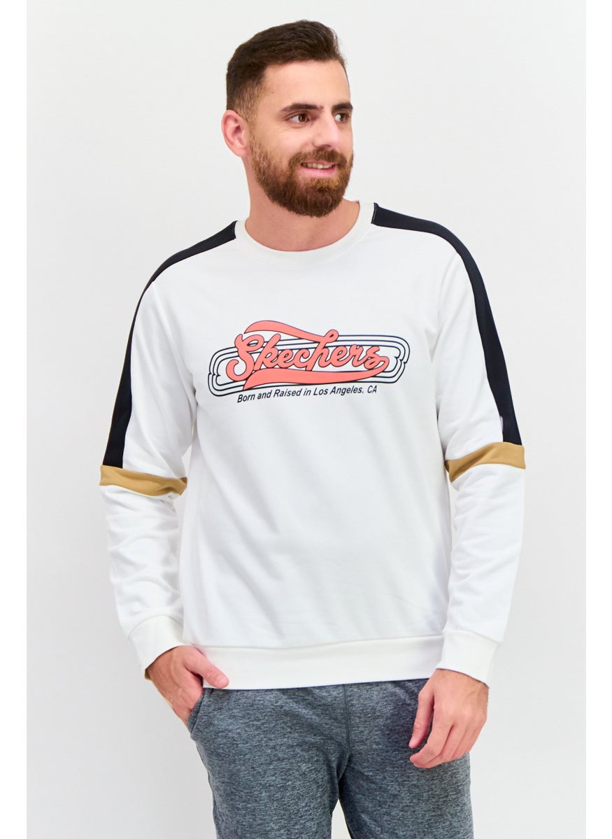 SKECHERS Men Sportwear Fit Graphic Long Sleeves Outdoor Sweatshirt, White  - Image 1