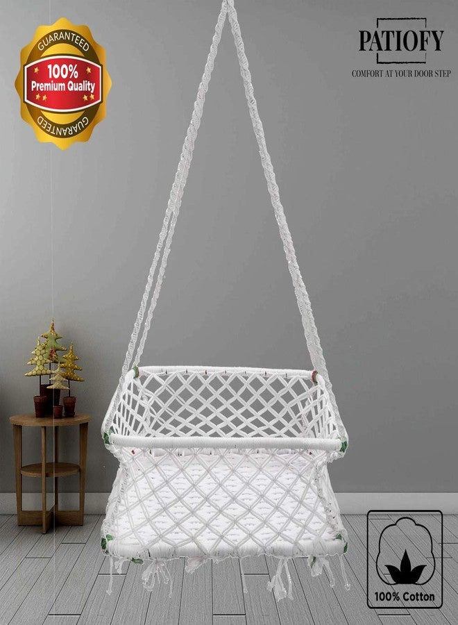 Patiofy Cotton Hanging Cradle for New Born Babies/Palna/Baby Cradle 0 to 2 Years - White - Image 2