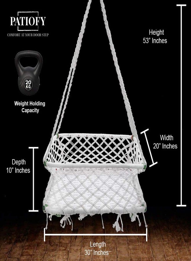 Patiofy Cotton Hanging Cradle for New Born Babies/Palna/Baby Cradle 0 to 2 Years - White - Image 5