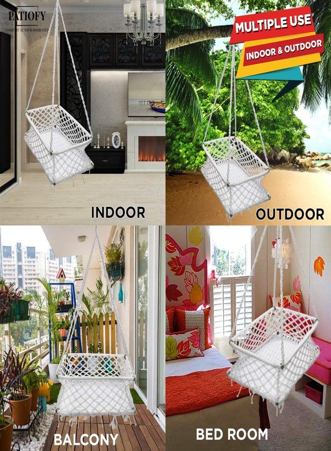 Patiofy Cotton Hanging Cradle for New Born Babies/Palna/Baby Cradle 0 to 2 Years - White - Image 3