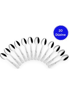 Emir Çelik Emir Steel Bead Model Teaspoon 20 Dozen 240 Pieces 