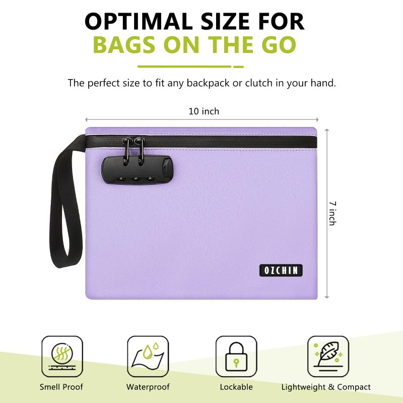 OZCHIN Smell Proof Bag with Combination Lock 10 X 7 inchs Locking Bag PU Leather Waterproof Lockable Case Great Gift Ideal - Image 3