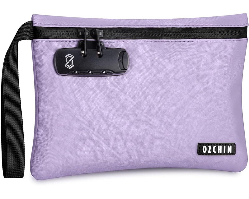 OZCHIN Smell Proof Bag with Combination Lock 10 X 7 inchs Locking Bag PU Leather Waterproof Lockable Case Great Gift Ideal - Image 1