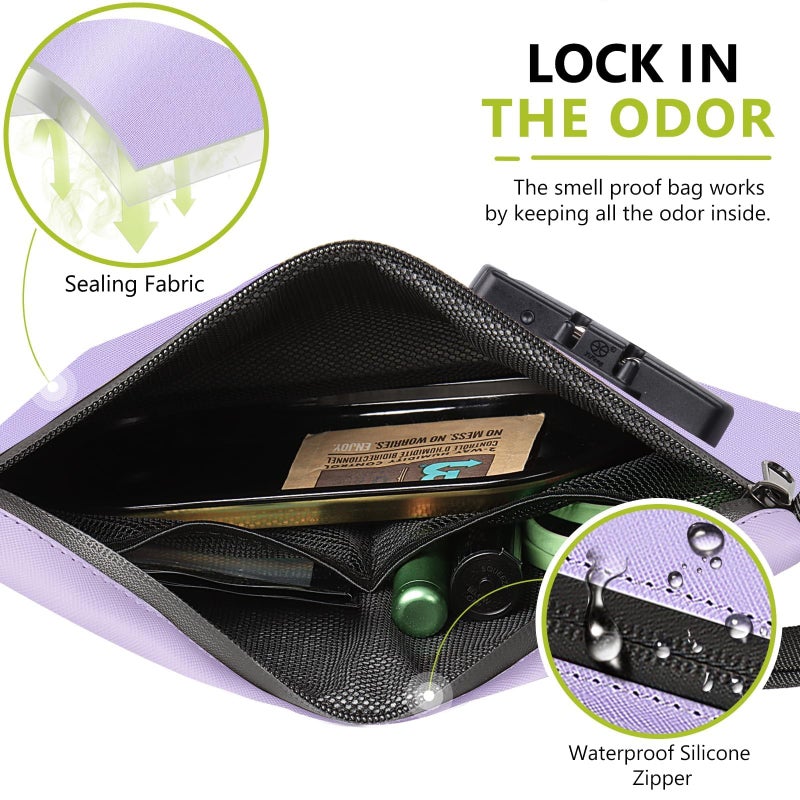OZCHIN Smell Proof Bag with Combination Lock 10 X 7 inchs Locking Bag PU Leather Waterproof Lockable Case Great Gift Ideal - Image 2