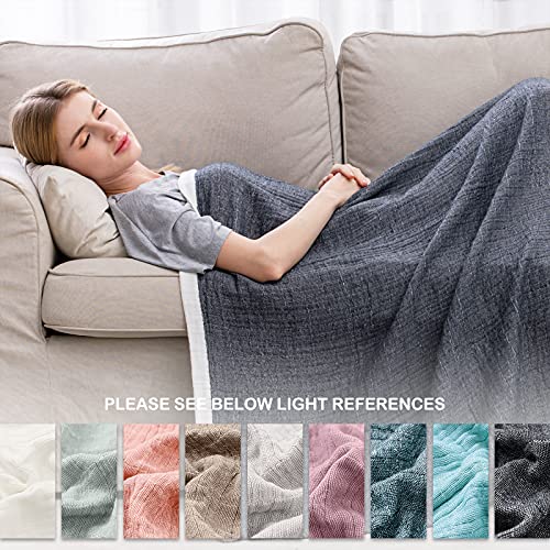 SE SOFTEXLY Muslin Throw Blanket for Adults 4-Layer Soft Throw Blankets for Couch Breathable Cotton Blankets All Season Lightweight Pre-Washed Bed Throw Twin Blanket (60"x80",Dark Blue) - Image 5
