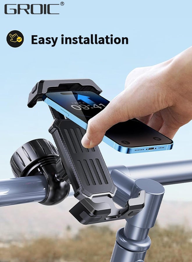 GROIC Motorcycle Phone Mount, Upgrade Bike Phone Mount, 360° Rotatable Bike Phone Holder for Motorcycle Bike Bicycle Scooter, Compatible with Cellphones 4.7-6.8”  - Image 4