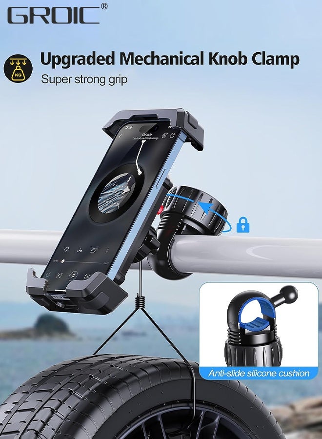 GROIC Motorcycle Phone Mount, Upgrade Bike Phone Mount, 360° Rotatable Bike Phone Holder for Motorcycle Bike Bicycle Scooter, Compatible with Cellphones 4.7-6.8”  - Image 2
