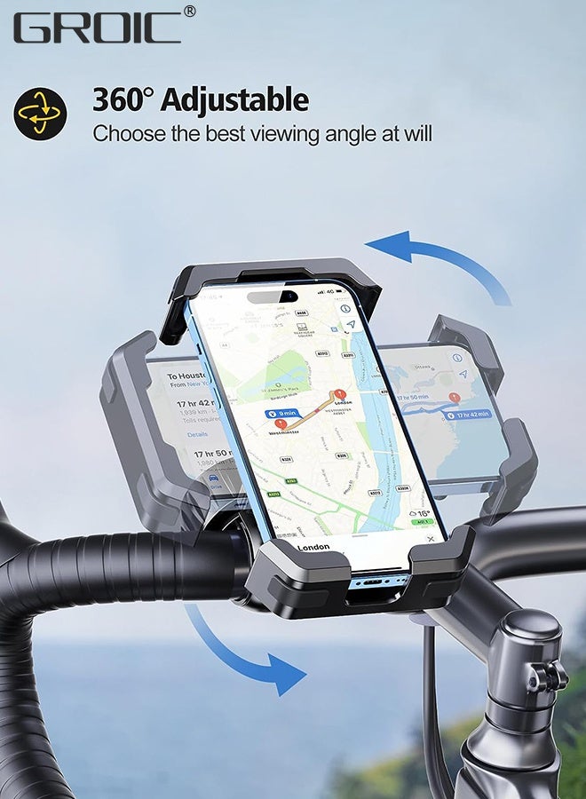 GROIC Motorcycle Phone Mount, Upgrade Bike Phone Mount, 360° Rotatable Bike Phone Holder for Motorcycle Bike Bicycle Scooter, Compatible with Cellphones 4.7-6.8”  - Image 3