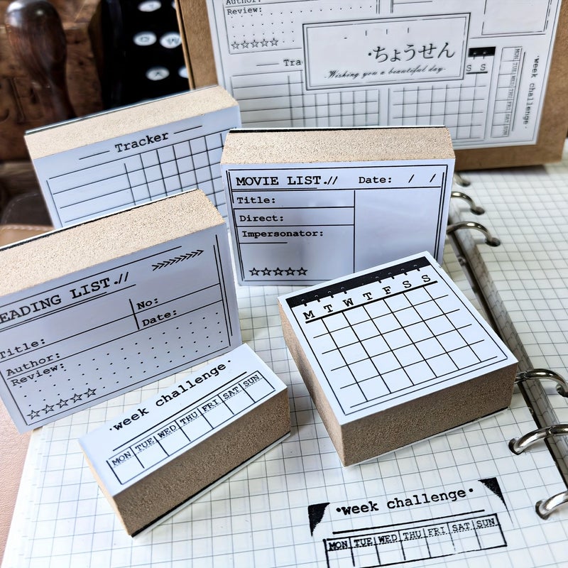 Vintage Fantasy Wooden Stamps Set 5 Rectangles Challenge Level Journaling Planner Crafts - Image 5